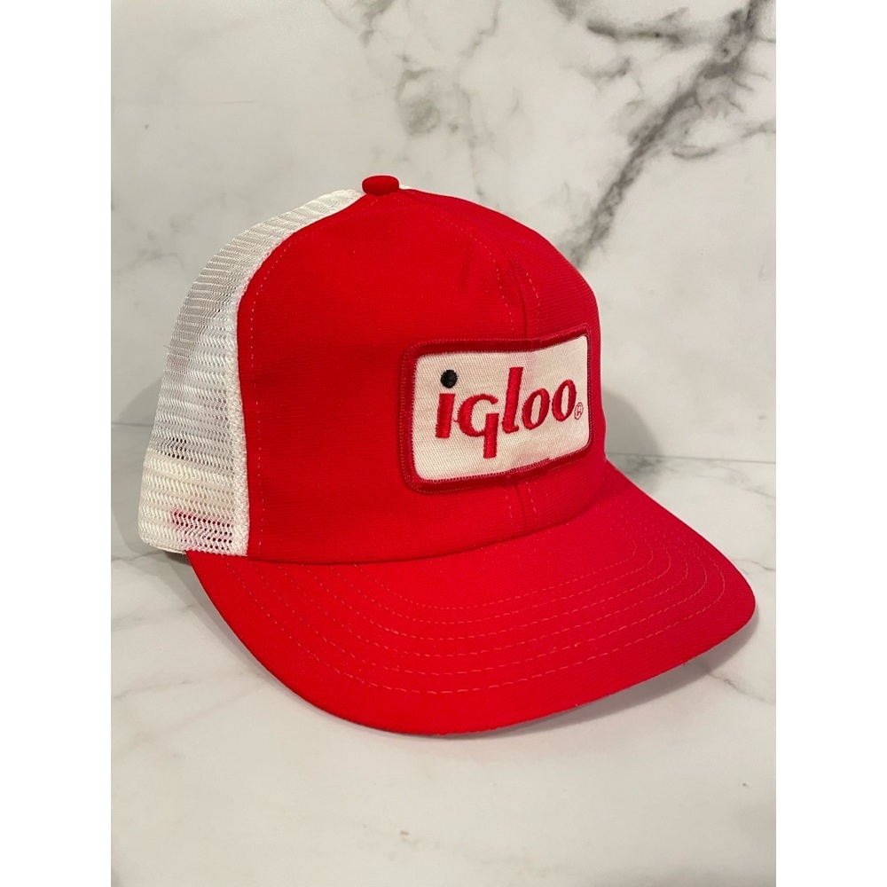 Vintage 90s Igloo Coolers Snapback Trucker Hat Red